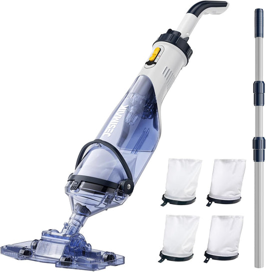 Handheld Pool Vacuum, JESIMAIK Rechargeable Pool Vacuum Cleaner with 18.5 GPM, 60 Min Runtime, Telescopic Pole, Ideal Cordless Pool Vacuum for Above Ground Pool, Inground Pool, Spas, Hot Tubs
