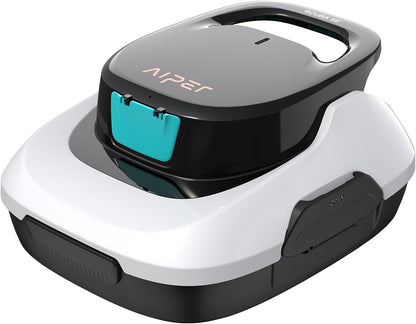 AIPER Scuba SE Cordless Pool Cleaner with 90-Min Runtime, Smart Self-Parking, Lightweight, Pool Vacuum for Above Ground Flat Pools up to 860 Sq.ft, Milky White & Teal