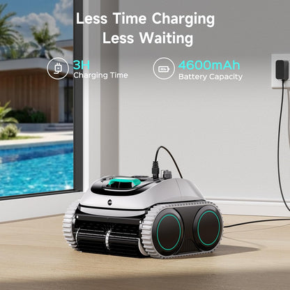 (2026 New) WYBOT C1 Cordless Robot Vacuum for Inground Pools, 4-in-1 Pool Cleaner for Above Ground Pool up to 1,614 Sq.ft, Wall & Waterline Cleaning, 150-Min Runtime, Whte & Green