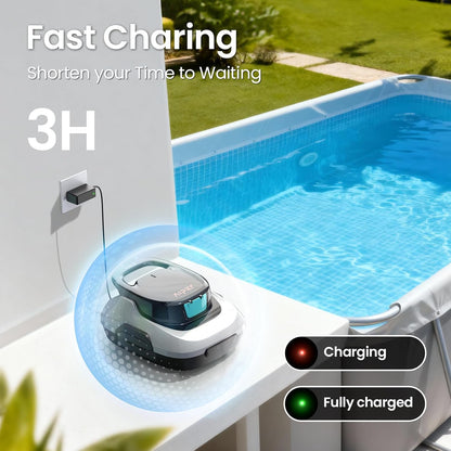 AIPER Scuba SE Cordless Pool Cleaner with 90-Min Runtime, Smart Self-Parking, Lightweight, Pool Vacuum for Above Ground Flat Pools up to 860 Sq.ft, Milky White & Teal