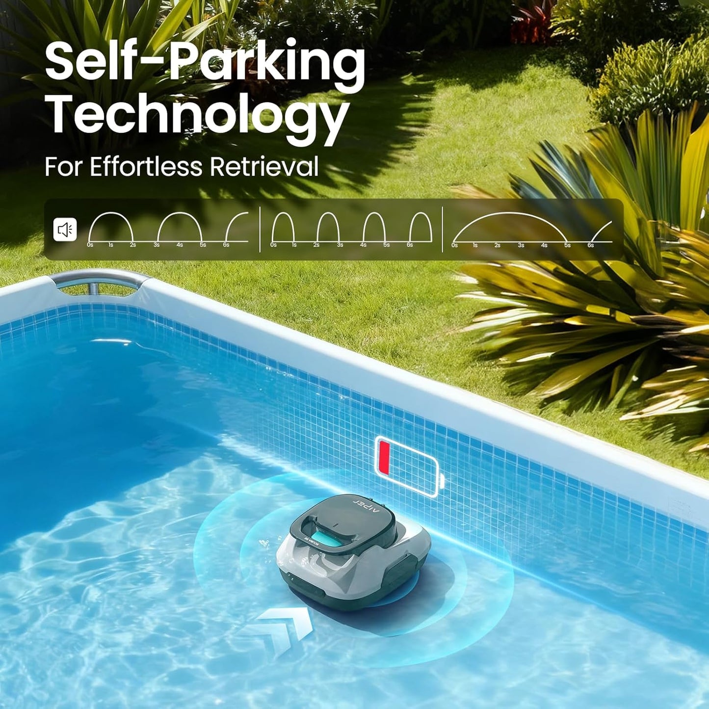 AIPER Scuba SE Cordless Pool Cleaner with 90-Min Runtime, Smart Self-Parking, Lightweight, Pool Vacuum for Above Ground Flat Pools up to 860 Sq.ft, Milky White & Teal