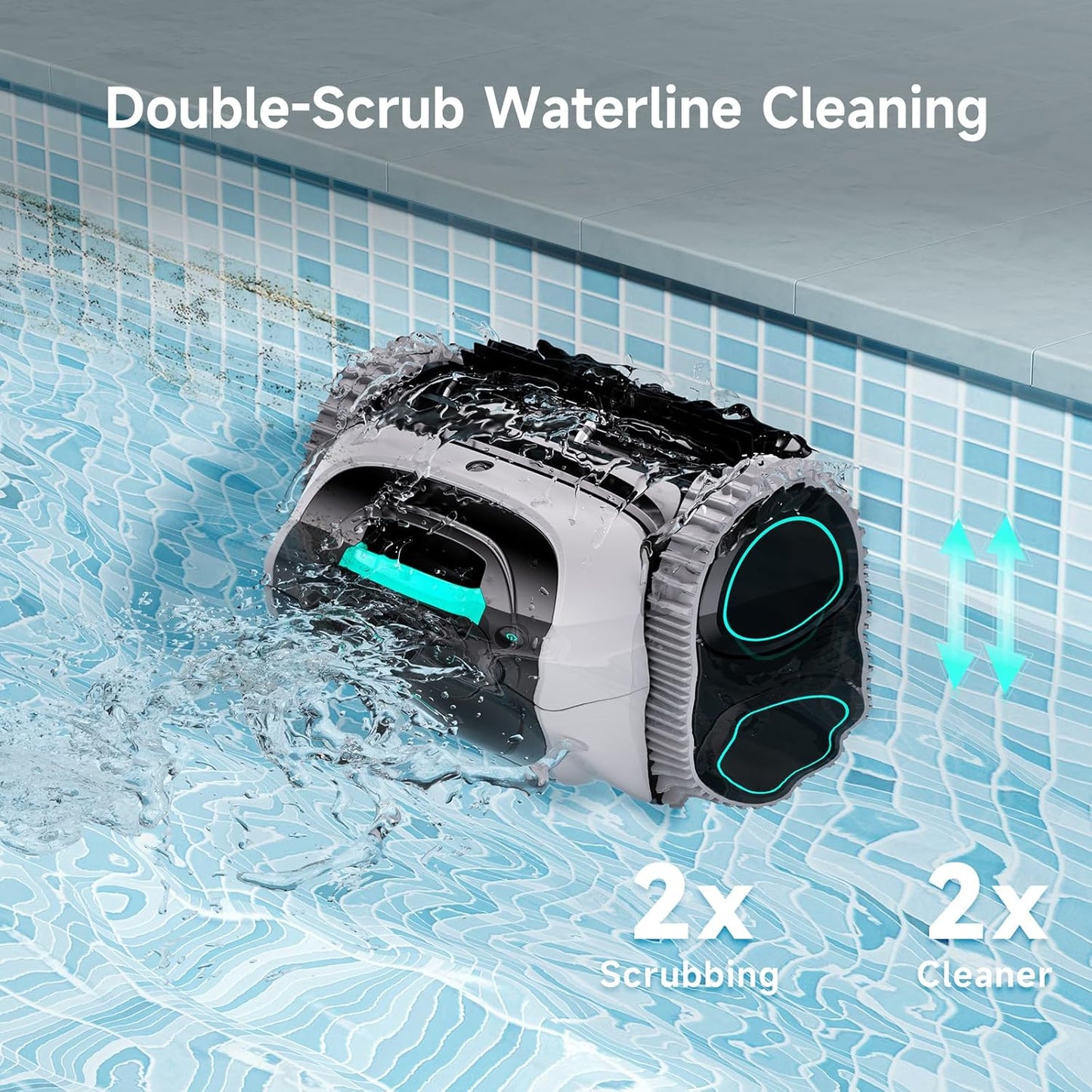 (2026 New) WYBOT C1 Cordless Robot Vacuum for Inground Pools, 4-in-1 Pool Cleaner for Above Ground Pool up to 1,614 Sq.ft, Wall & Waterline Cleaning, 150-Min Runtime, Whte & Green