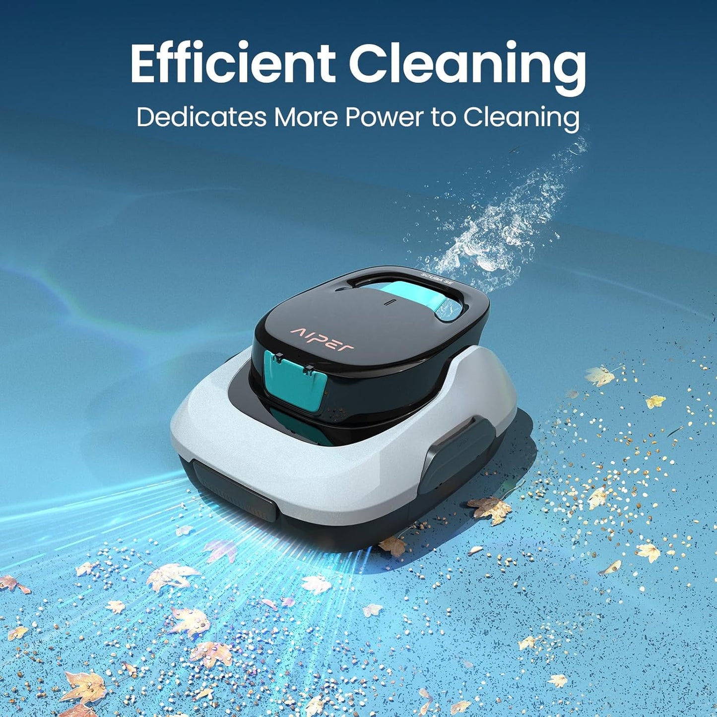 AIPER Scuba SE Cordless Pool Cleaner with 90-Min Runtime, Smart Self-Parking, Lightweight, Pool Vacuum for Above Ground Flat Pools up to 860 Sq.ft, Milky White & Teal